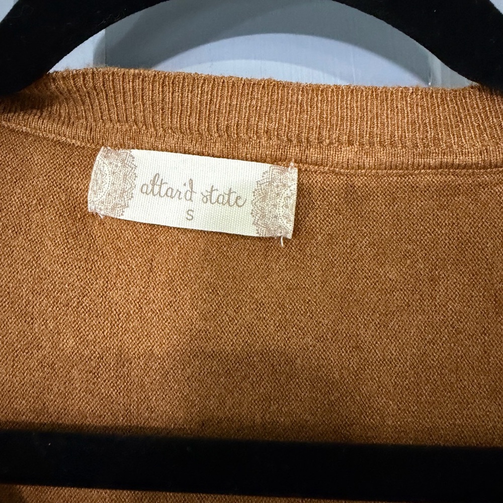Altar'd State V-Neck Sweater in Rich Tan/burnt Orange-ish - Picture 2 of 5